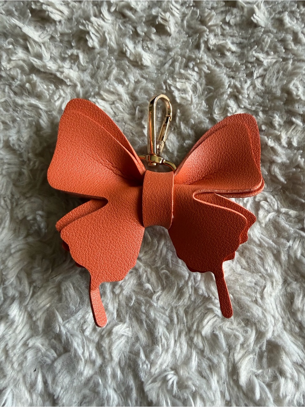 Bag Charm or Keychain Summer Orange Butterfly Vegan Leather Gold Hardware NWT